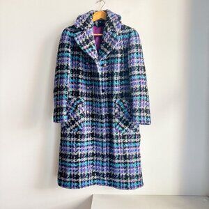 Dalecraft Blue Purple Tweed Wool Double Breasted Coat M